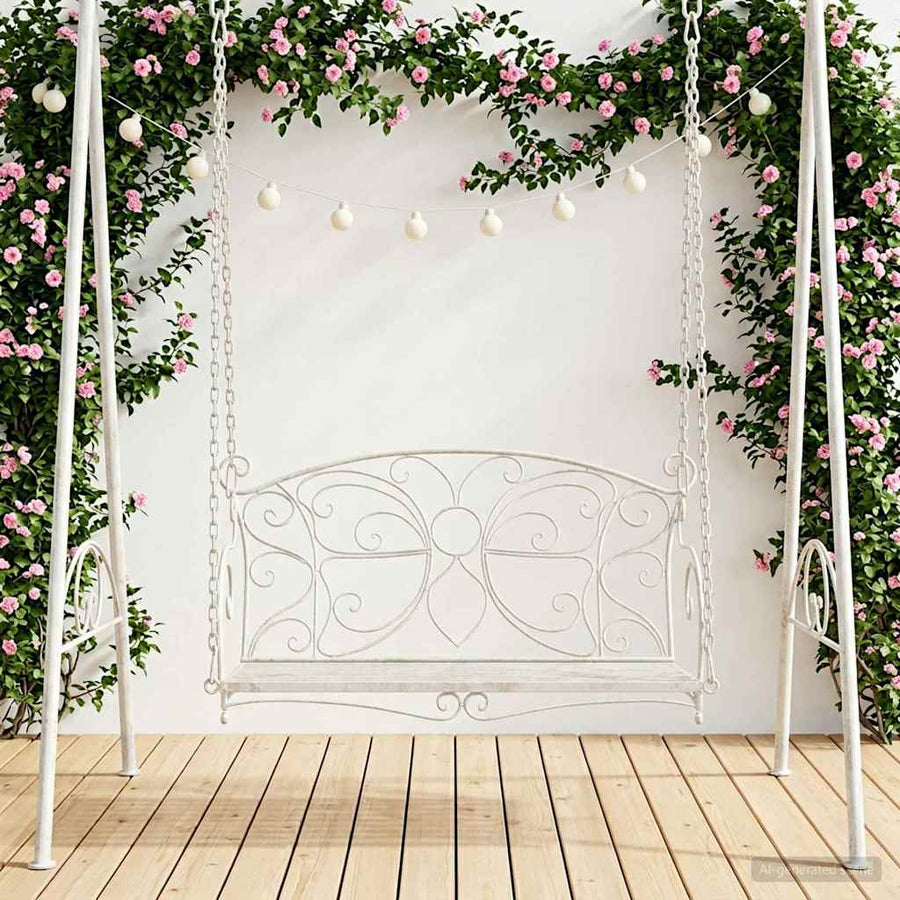Schommelbank Staal 105,5 x 61 x 56 cm Antiek wit