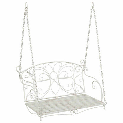 Schommelbank Staal 105,5 x 61 x 56 cm Antiek wit