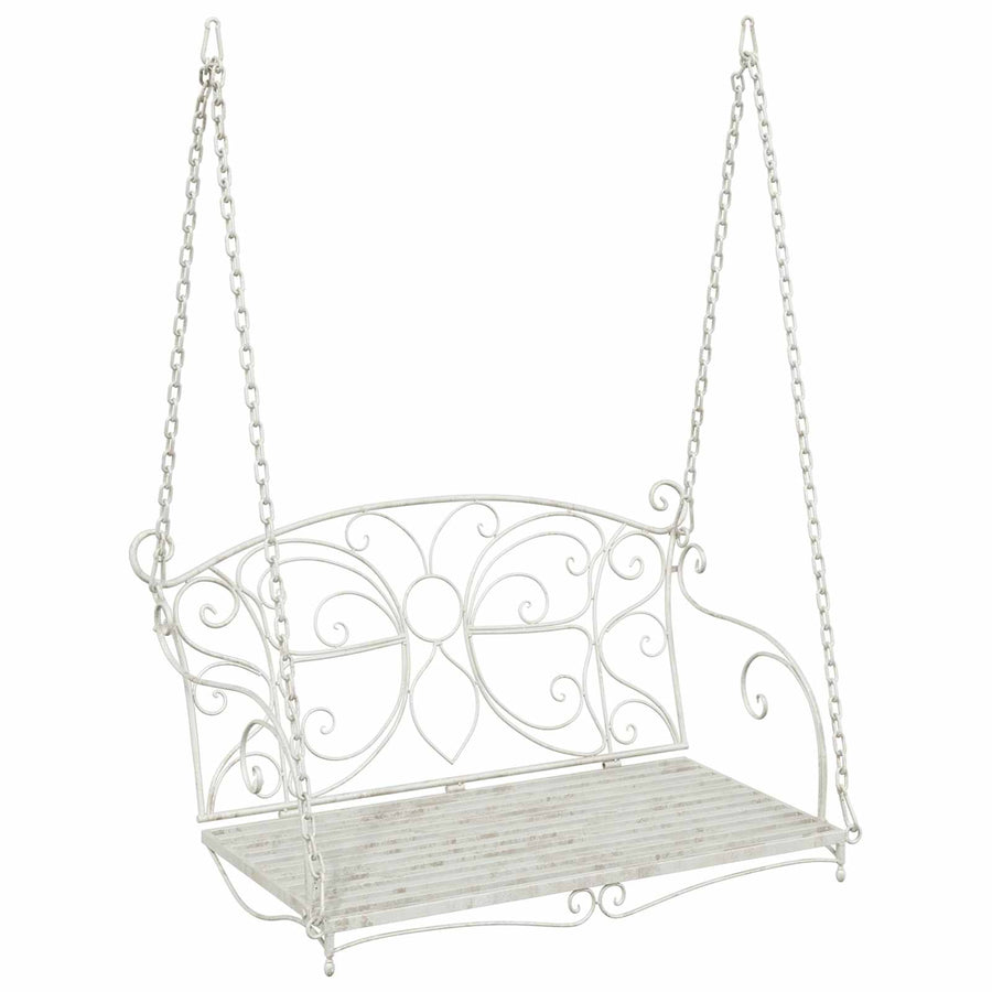 Schommelbank Staal 105,5 x 61 x 56 cm Antiek wit