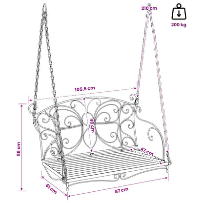 Schommelbank Staal 105,5 x 61 x 56 cm Antiek wit