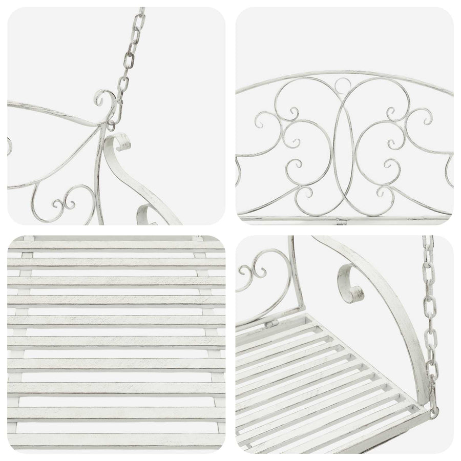 Schommelbank Staal 110 x 52,5 x 47 cm Antiek wit