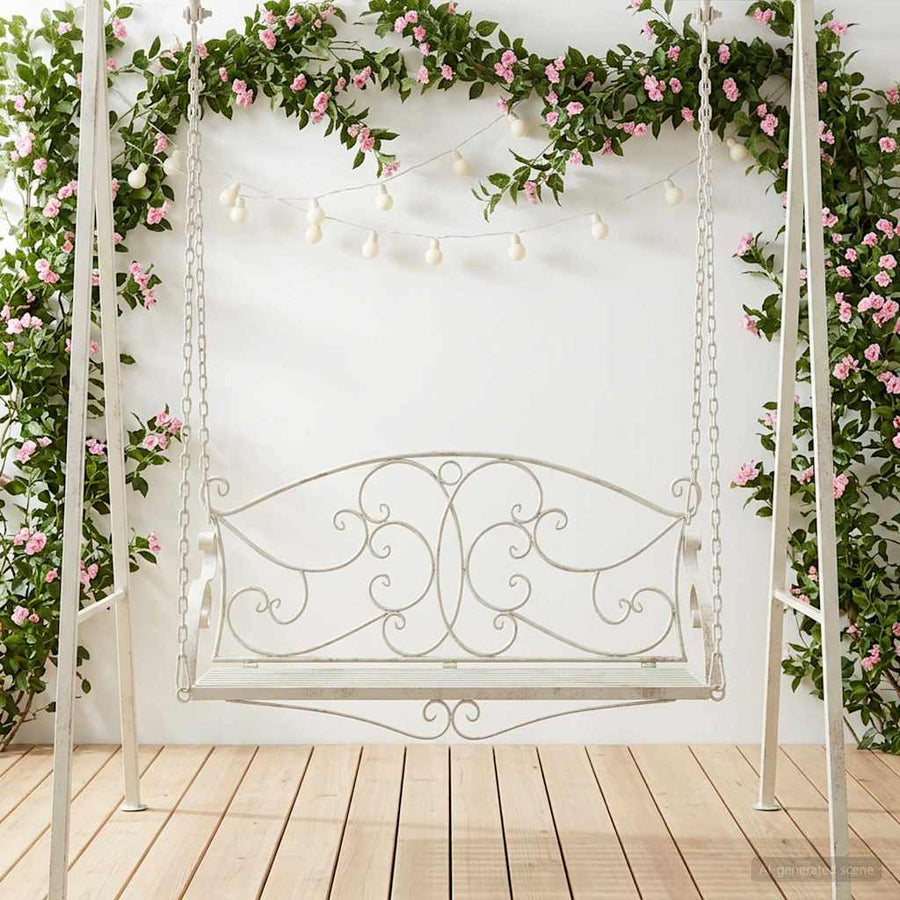 Schommelbank Staal 110 x 52,5 x 47 cm Antiek wit