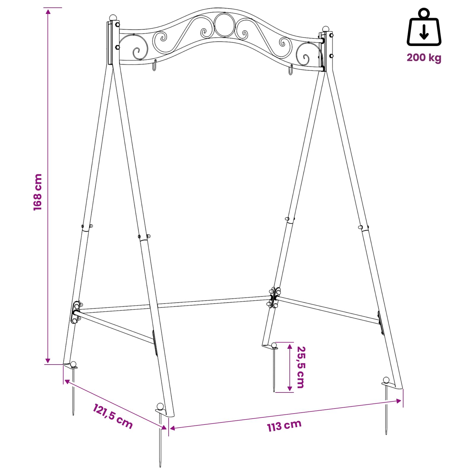 Swing Frame Antiek Bruin 113 x 121,5 x 168 cm Staal