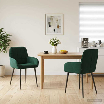 Eettafelstoelen 2 pcs fluweel Donkergroen 57 x 50 x 85 cm