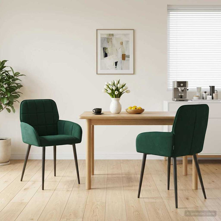 Eettafelstoelen 2 pcs fluweel Donkergroen 57 x 50 x 85 cm