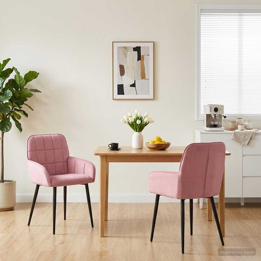 Eettafelstoelen 2 pcs fluweel Roze 57 x 50 x 85 cm
