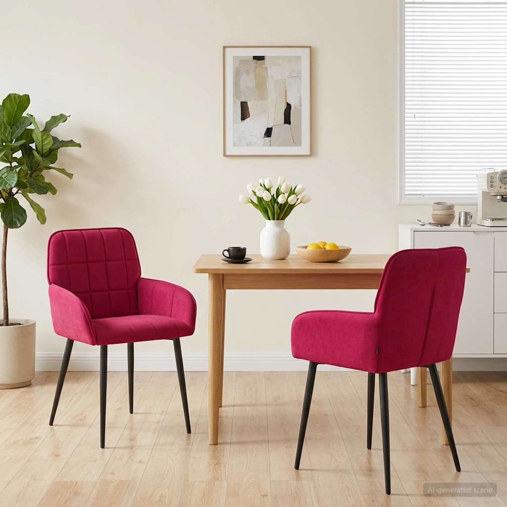 Eettafelstoelen 2 pcs fluweel Wijnrood 57 x 50 x 85 cm