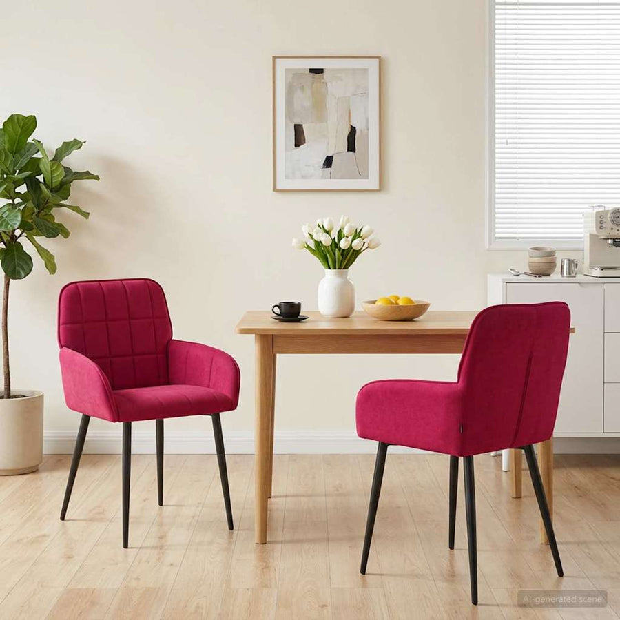 Eettafelstoelen 2 pcs fluweel Wijnrood 57 x 50 x 85 cm