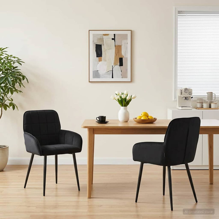 Eettafelstoelen 2 pcs fluweel Zwart 57 x 50 x 85 cm