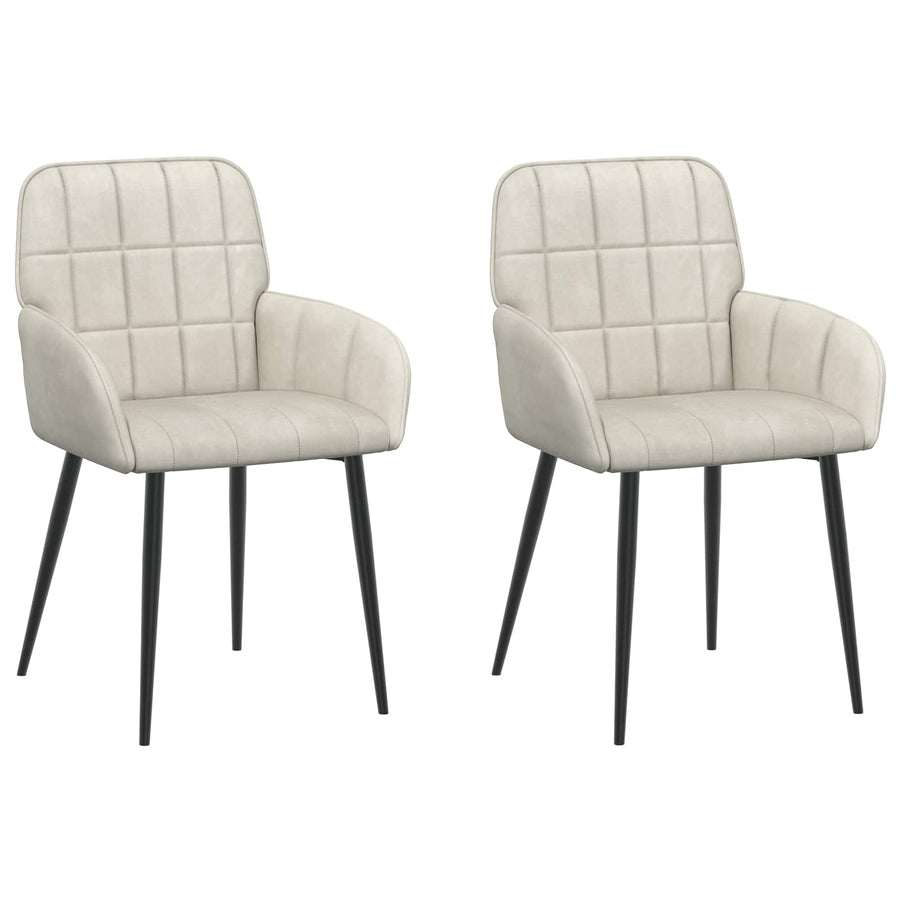 Eettafelstoelen 2 pcs fluweel Crèmekleurig 57 x 50 x 85 cm