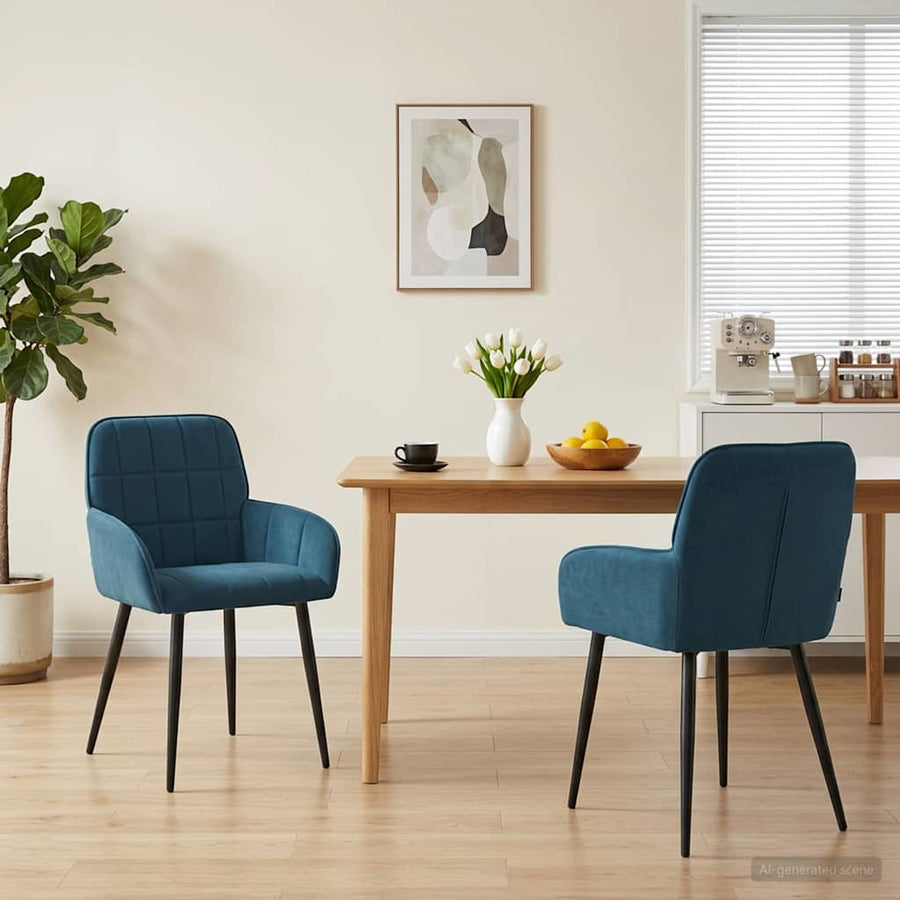 Eettafelstoelen 2 pcs fluweel Blauw 57 x 50 x 85 cm