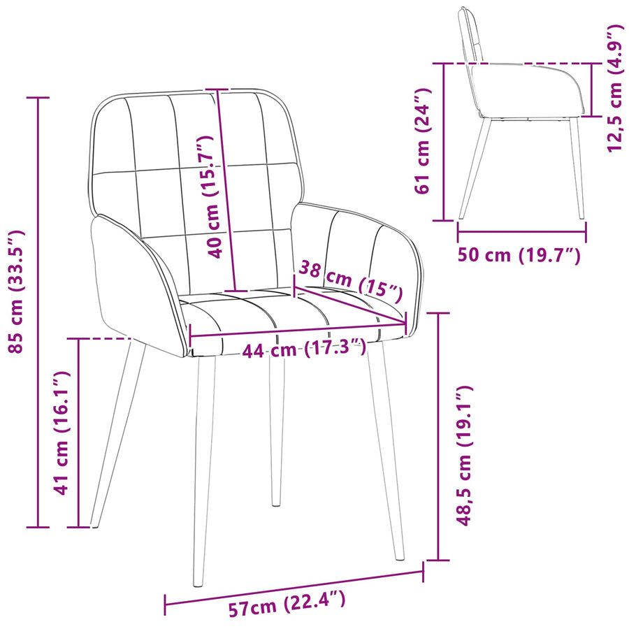 Eettafelstoelen 2 pcs fluweel Blauw 57 x 50 x 85 cm