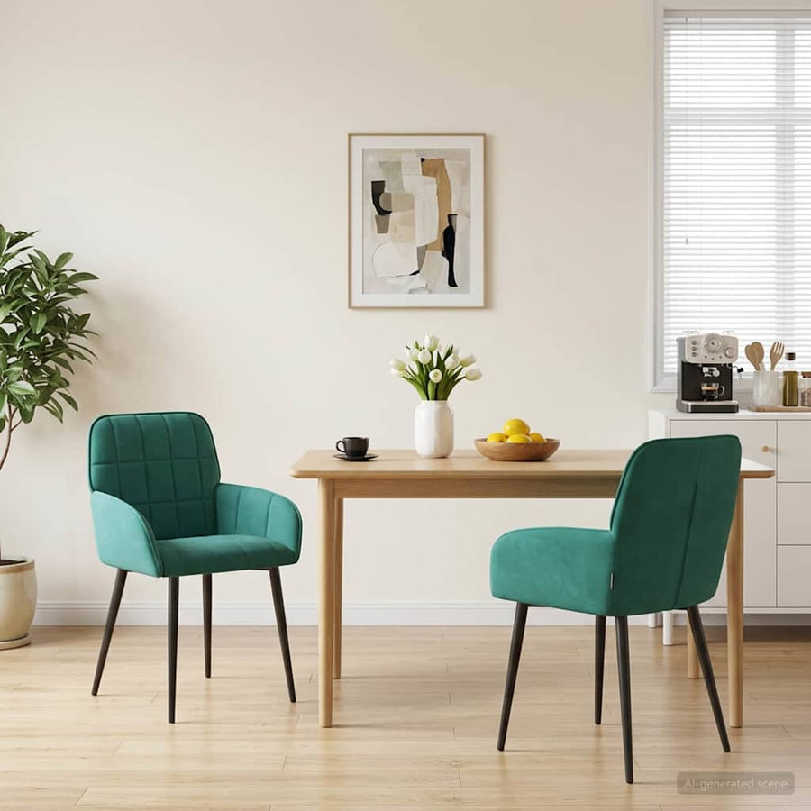 Eettafelstoelen 2 pcs fluweel Turquoise 57 x 50 x 85 cm