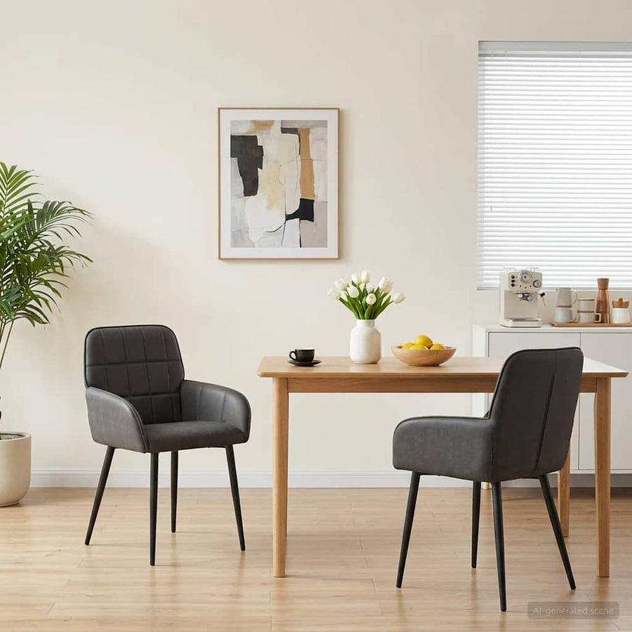 Eettafelstoelen 2 pcs Kunstleer Zwart 57 x 50 x 85 cm
