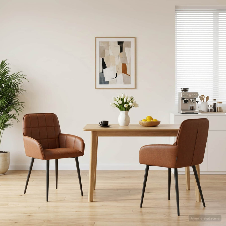 Eettafelstoelen 2 pcs Kunstleer Bruin 57 x 50 x 85 cm