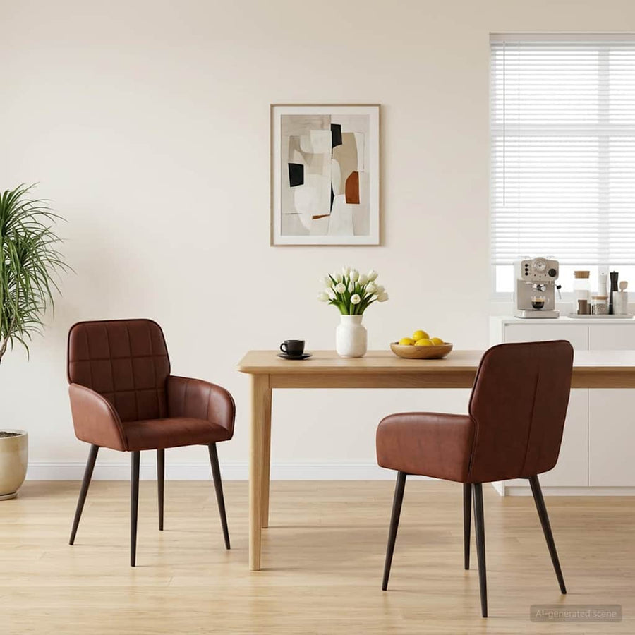 Eettafelstoelen 2 pcs Kunstleer Glanzend Bruin 57 x 50 x 85 cm