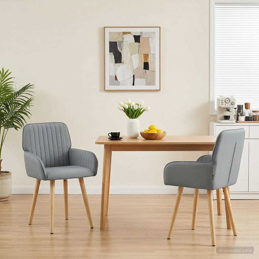 Eettafelstoelen 2 pcs Stof Lichtgrijs 56,5 x 50 x 87,5 cm