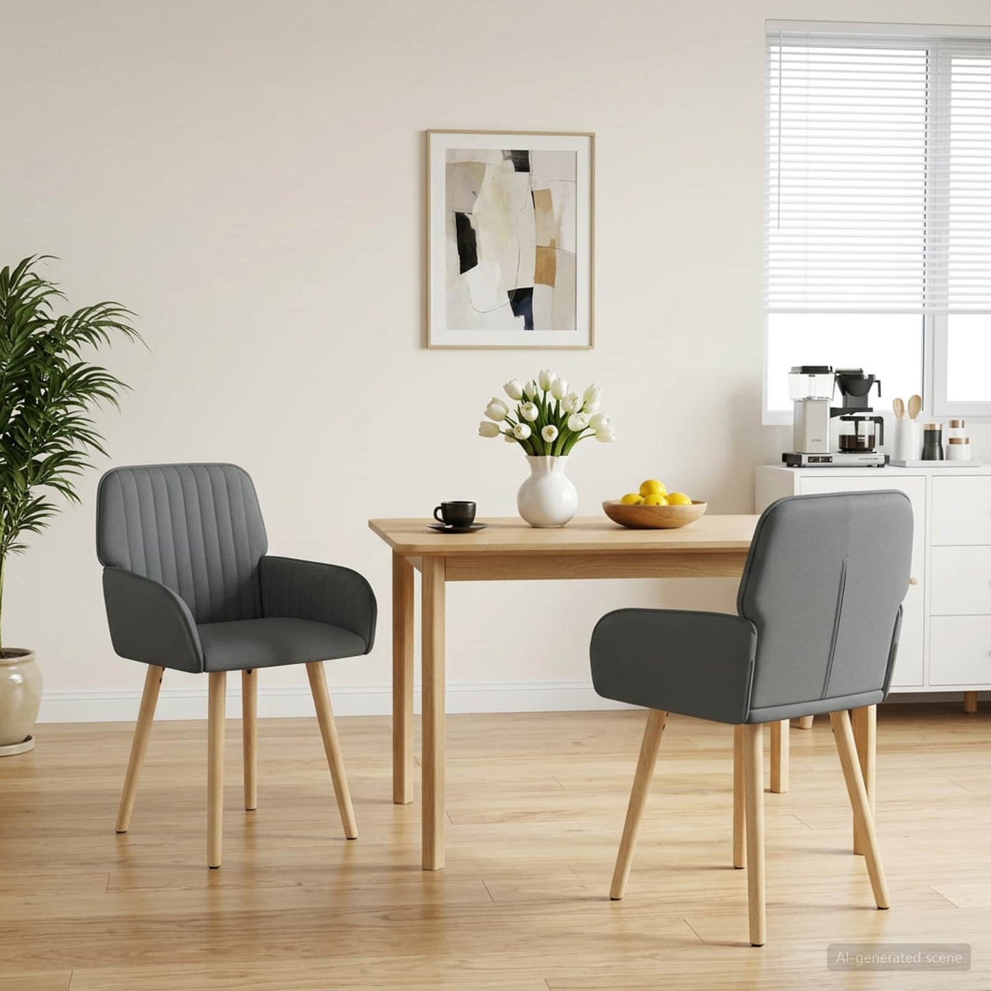 Eettafelstoelen 2 pcs Stof Donkergrijs 56,5 x 50 x 87,5 cm