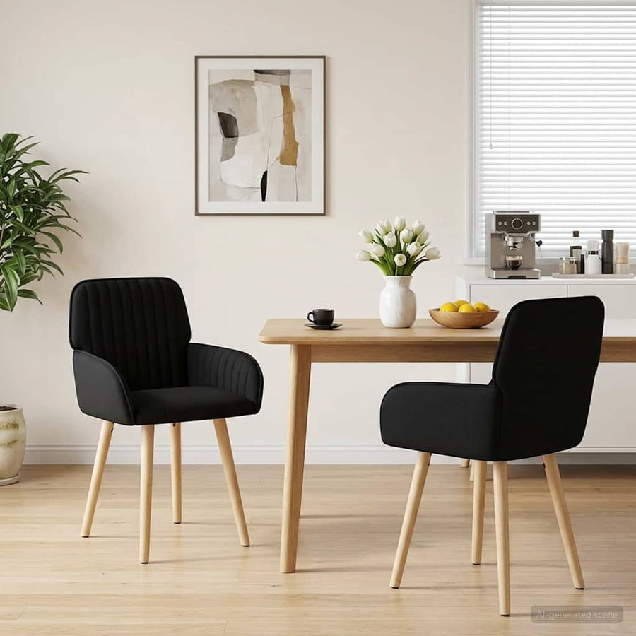 Eettafelstoelen 2 pcs Stof Zwart 56,5 x 50 x 87,5 cm