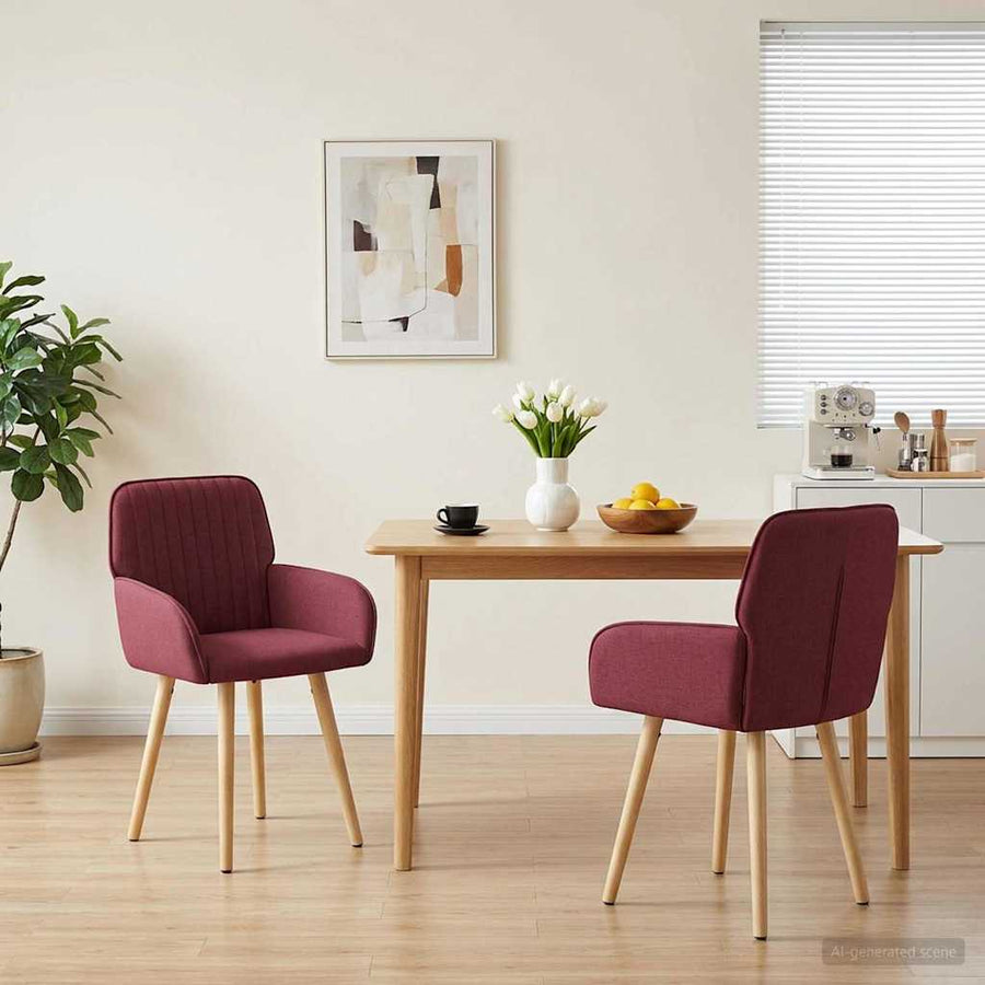Eettafelstoelen 2 pcs Stof Wijnrood 56,5 x 50 x 87,5 cm