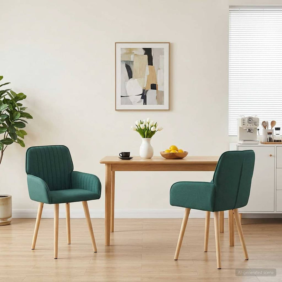 Eettafelstoelen 2 pcs Stof Donkergroen 56,5 x 50 x 87,5 cm