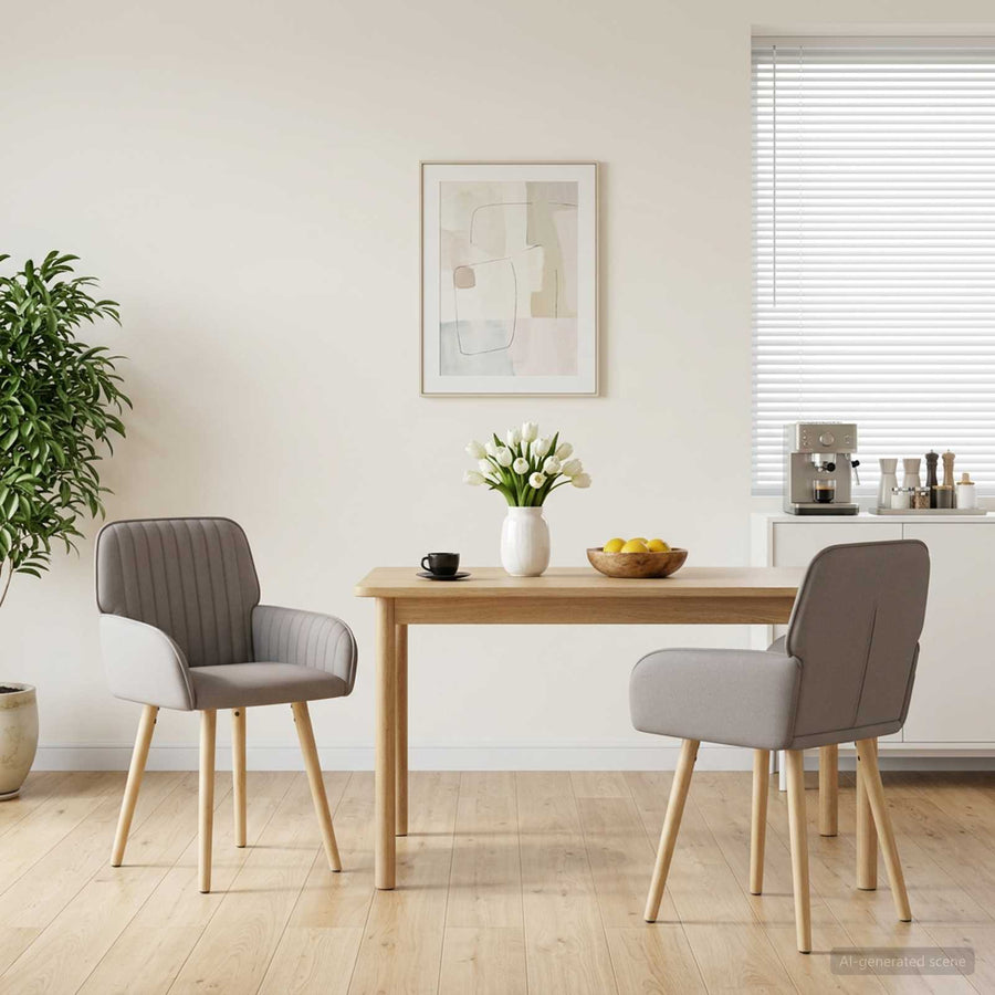 Eettafelstoelen 2 pcs Stof Taupe 56,5 x 50 x 87,5 cm