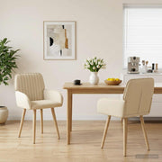 Eetkamerstoelen stof crèmekleurig 2 stuks 56,5x50x87,5 cm