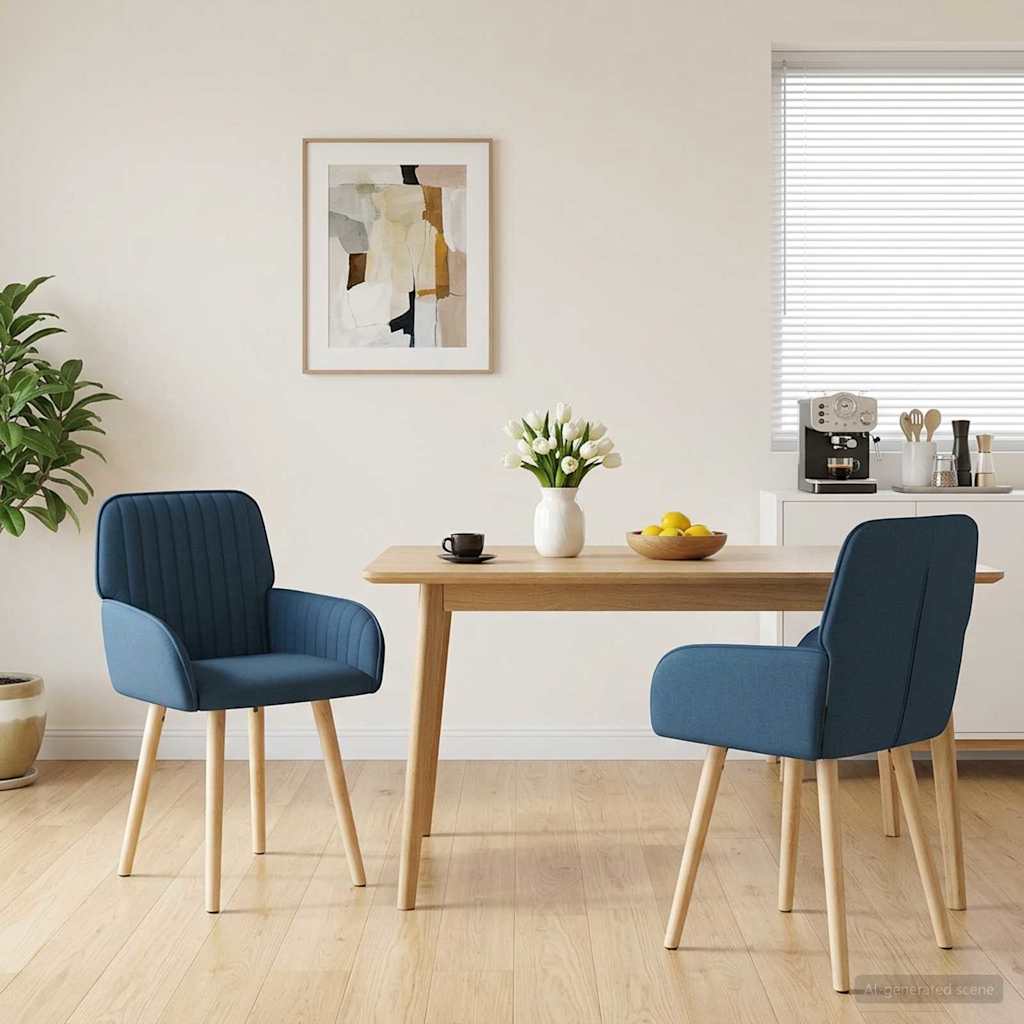 Eettafelstoelen 2 pcs Stof Blauw 56,5 x 50 x 87,5 cm