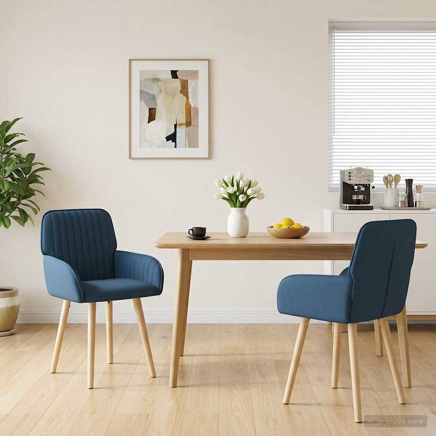 Eettafelstoelen 2 pcs Stof Blauw 56,5 x 50 x 87,5 cm