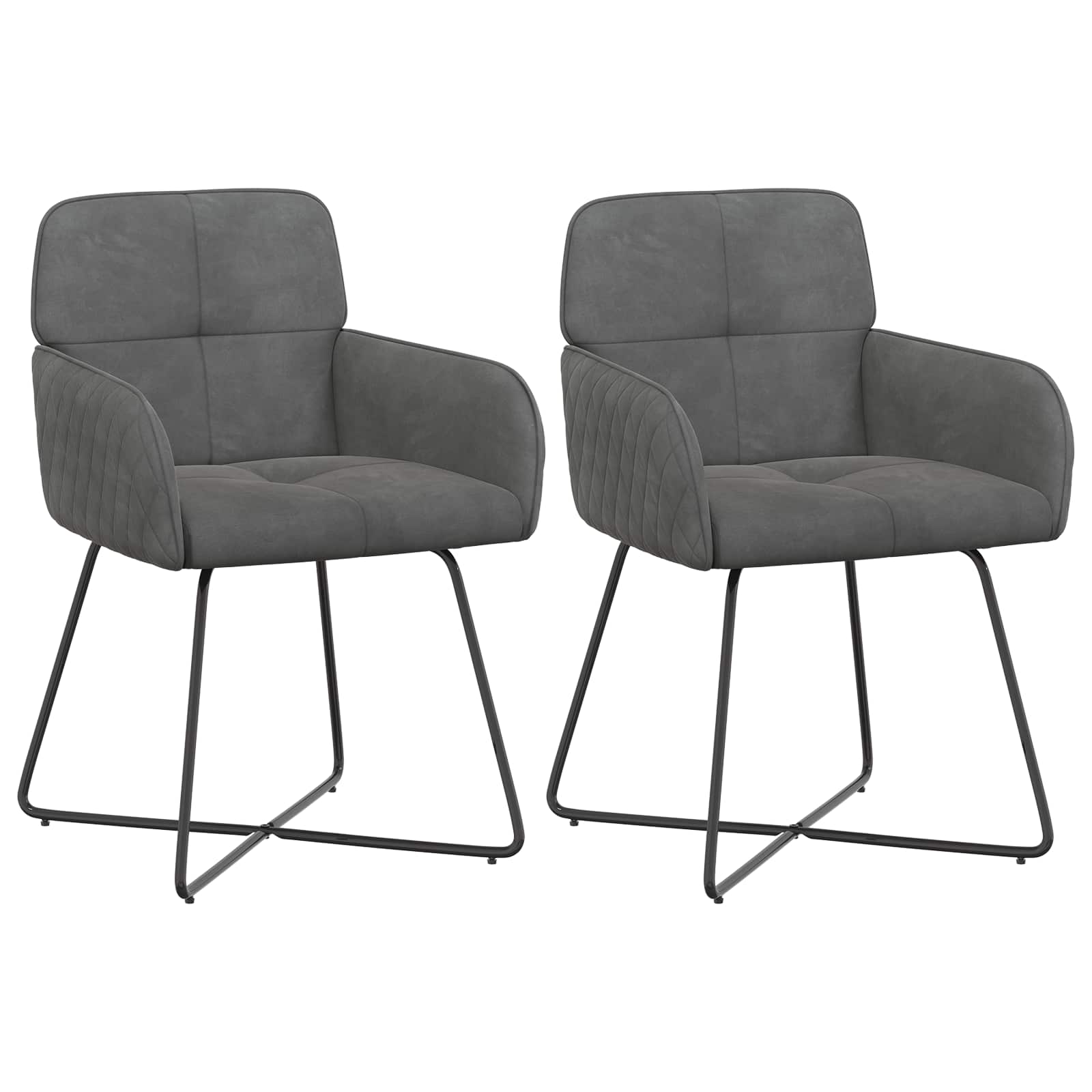 Eettafelstoelen 2 pcs fluweel Donkergrijs 59 x 56,5 x 86 cm
