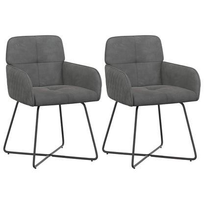 Eettafelstoelen 2 pcs fluweel Donkergrijs 59 x 56,5 x 86 cm