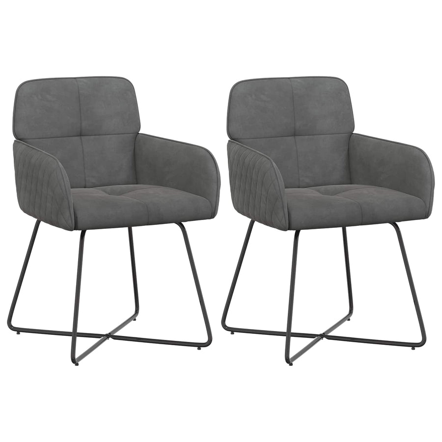 Eettafelstoelen 2 pcs fluweel Donkergrijs 59 x 56,5 x 86 cm