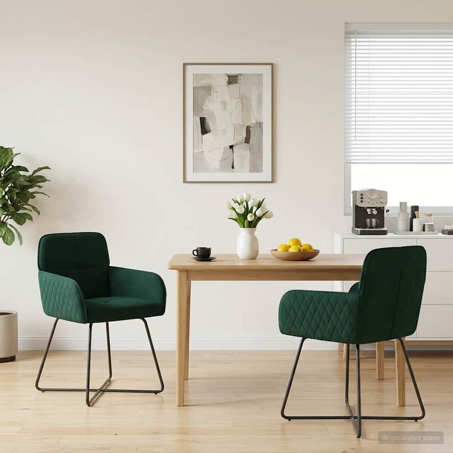 Eettafelstoelen 2 pcs fluweel Donkergroen 59 x 56,5 x 86 cm