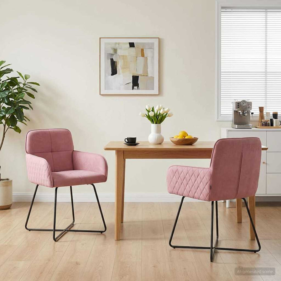 Eettafelstoelen 2 pcs fluweel Roze 59 x 56,5 x 86 cm