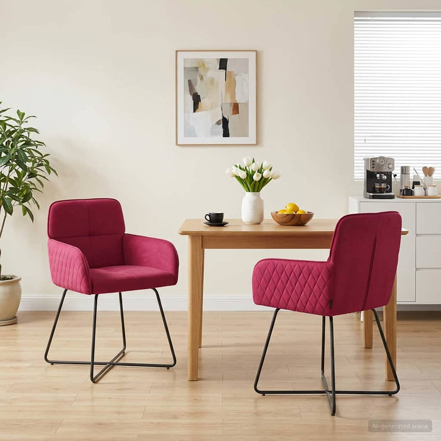 Eettafelstoelen 2 pcs fluweel Wijnrood 59 x 56,5 x 86 cm