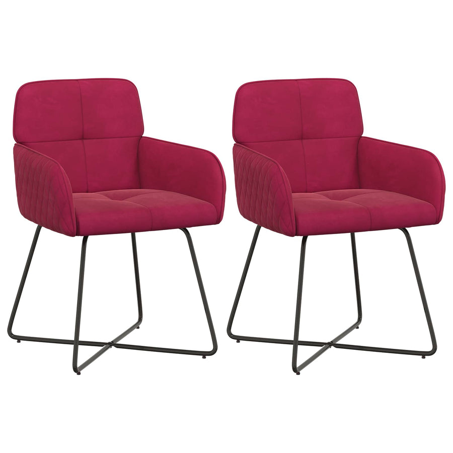 Eettafelstoelen 2 pcs fluweel Wijnrood 59 x 56,5 x 86 cm