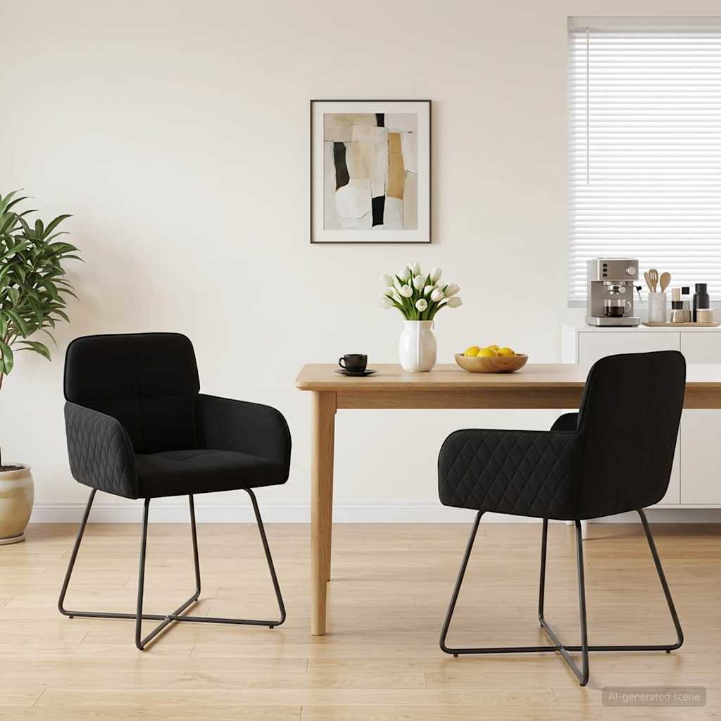 Eettafelstoelen 2 pcs fluweel Zwart 59 x 56,5 x 86 cm