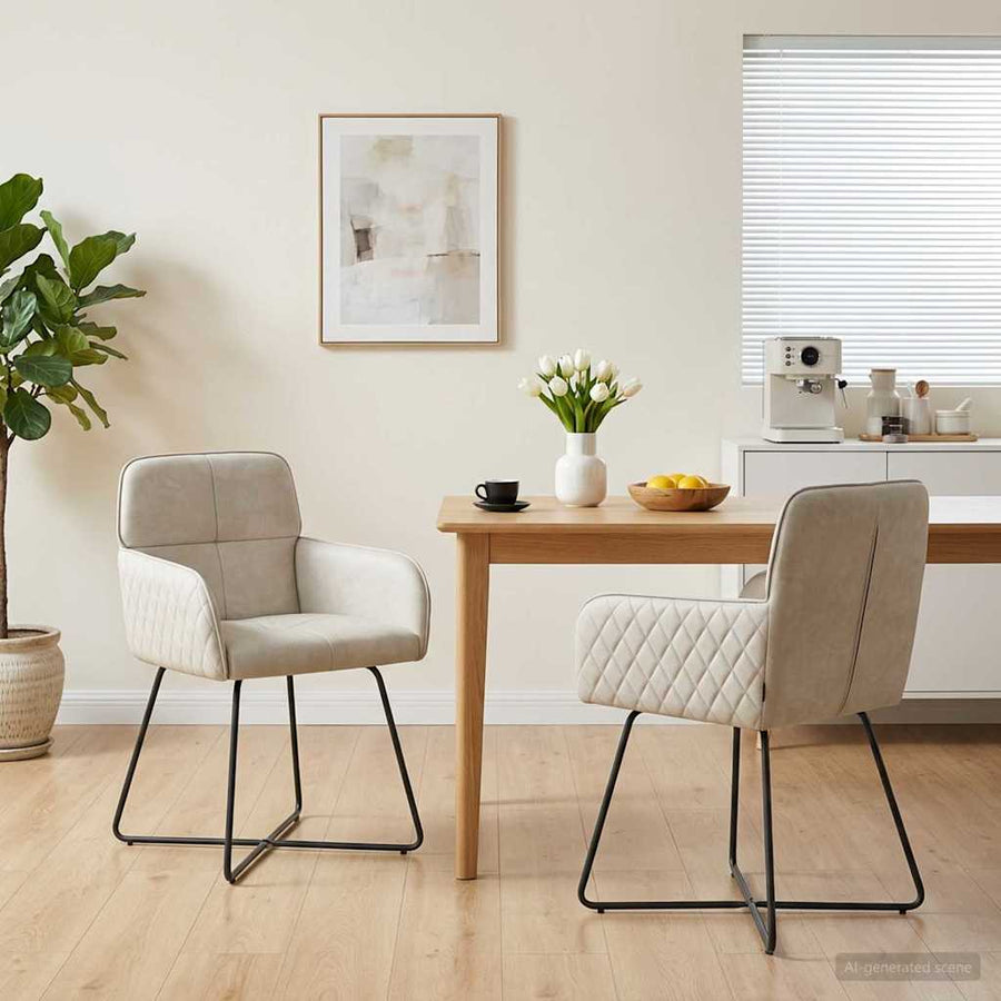 Eettafelstoelen 2 pcs fluweel Crèmekleurig 59 x 56,5 x 86 cm