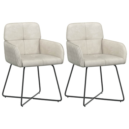 Eettafelstoelen 2 pcs fluweel Crèmekleurig 59 x 56,5 x 86 cm