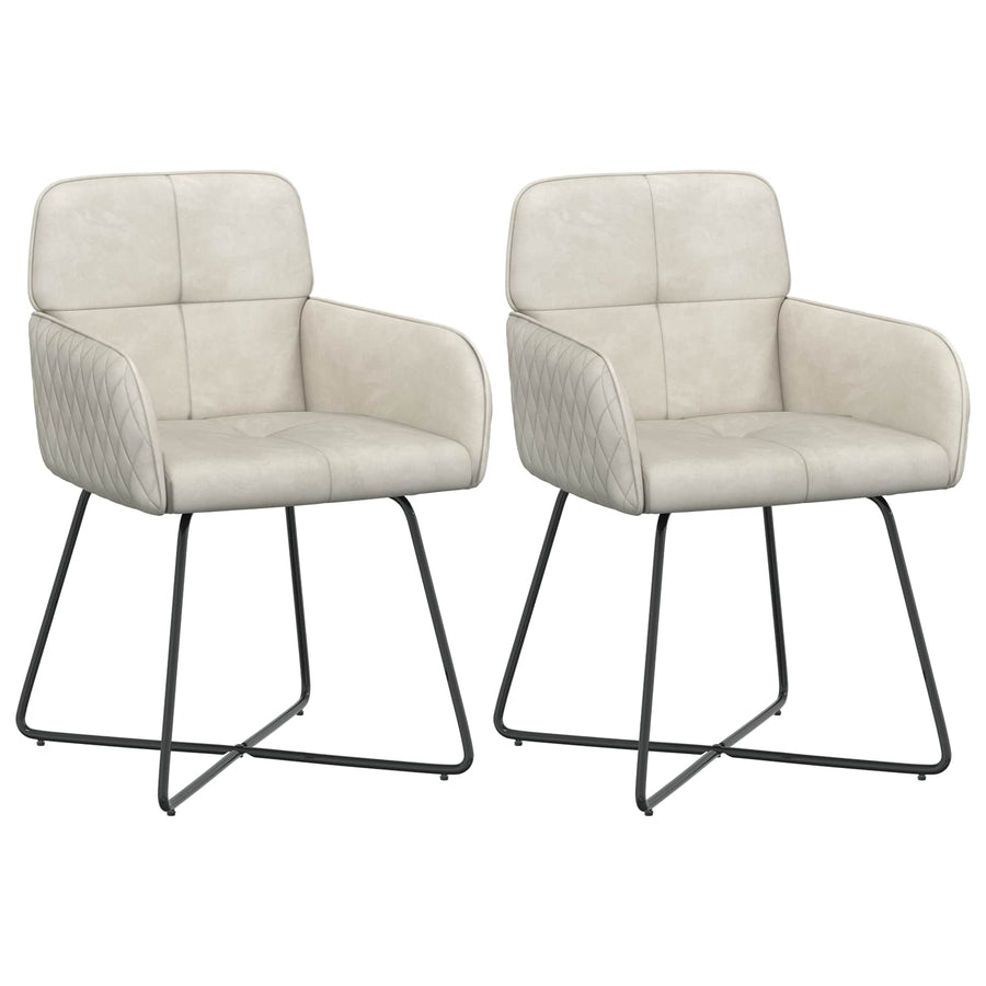 Eettafelstoelen 2 pcs fluweel Crèmekleurig 59 x 56,5 x 86 cm