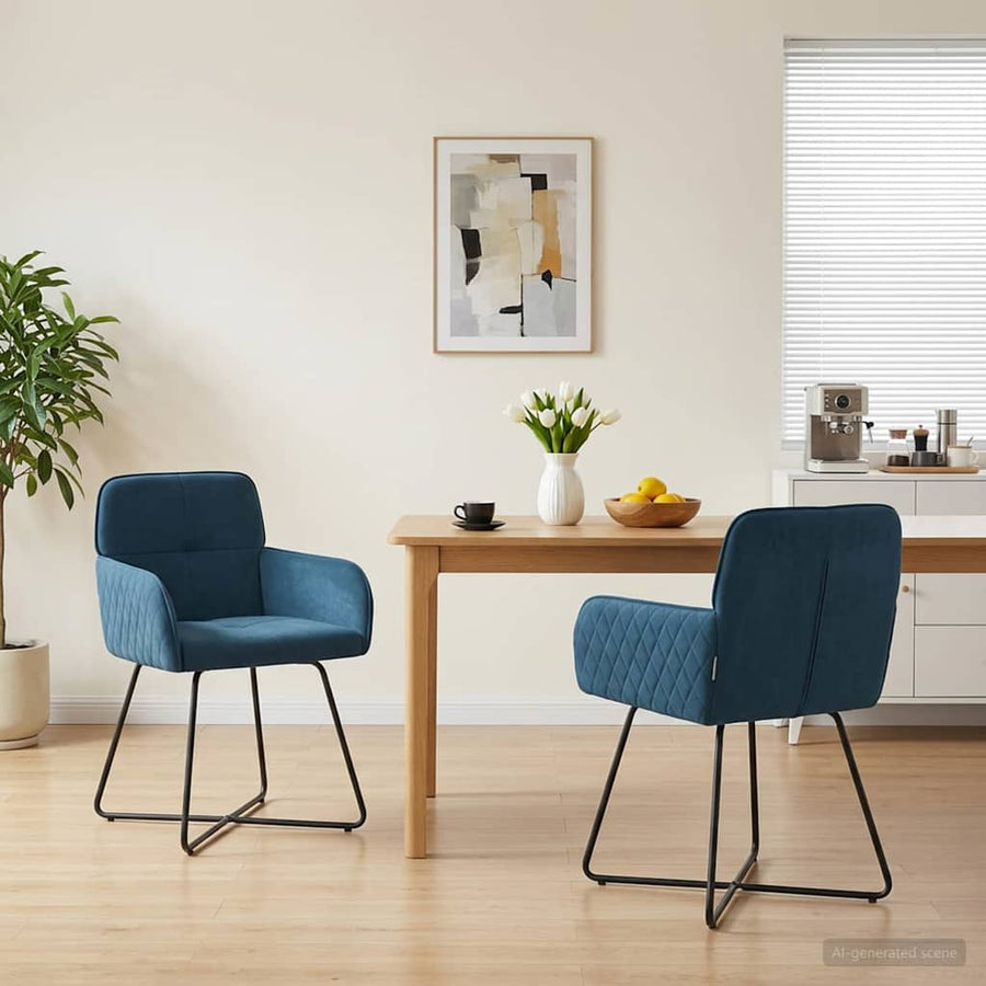 Eettafelstoelen 2 pcs fluweel Blauw 59 x 56,5 x 86 cm