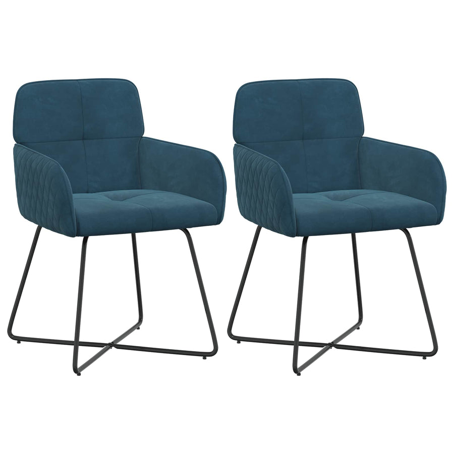 Eettafelstoelen 2 pcs fluweel Blauw 59 x 56,5 x 86 cm