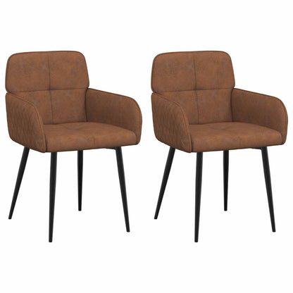 Eettafelstoelen 2 pcs Nep Suede Leer Bruin 59 x 56,5 x 85 cm