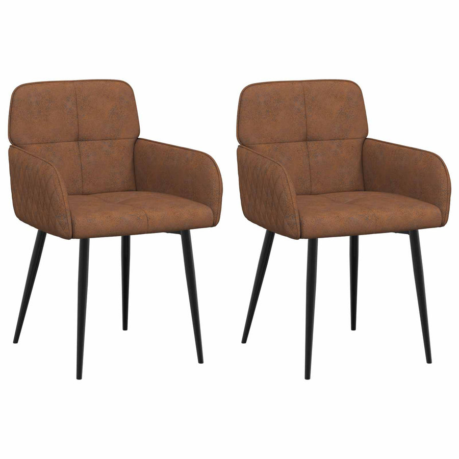 Eettafelstoelen 2 pcs Nep Suede Leer Bruin 59 x 56,5 x 85 cm