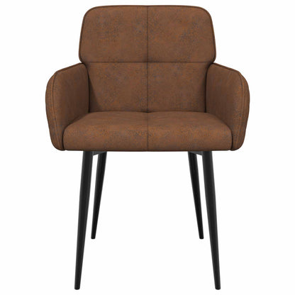 Eettafelstoelen 2 pcs Nep Suede Leer Bruin 59 x 56,5 x 85 cm