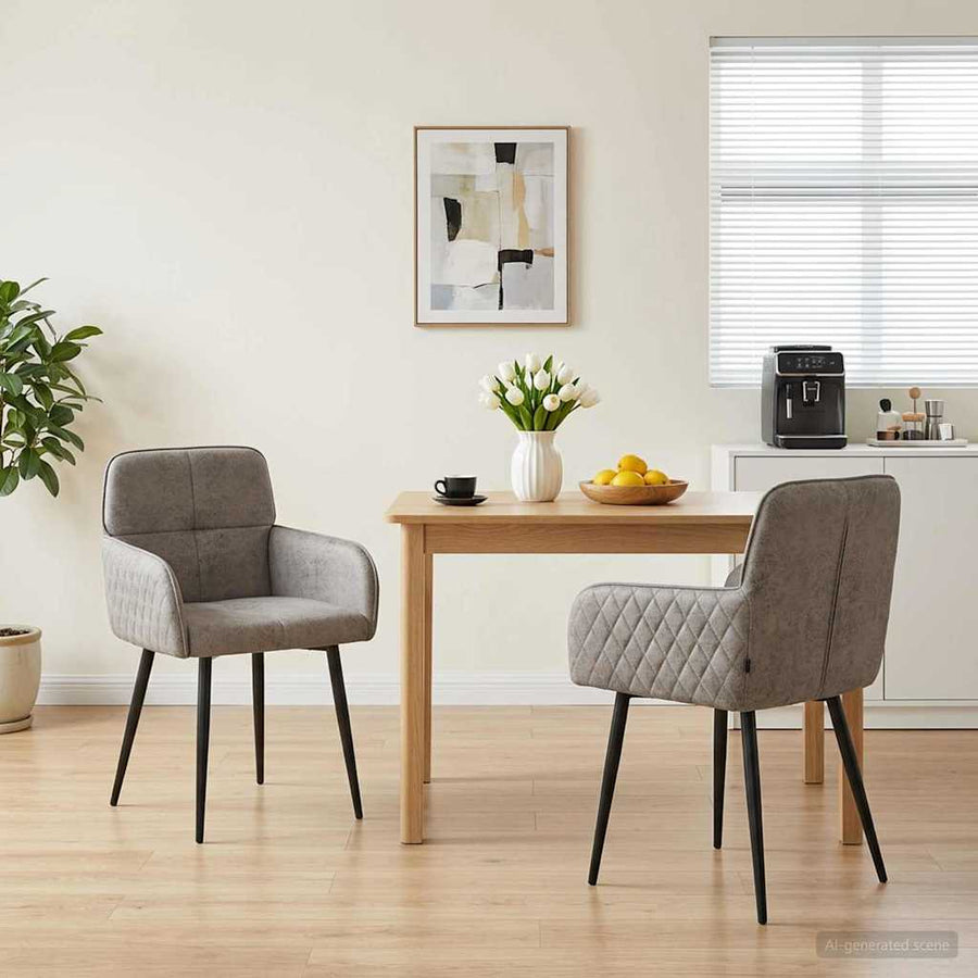 Eettafelstoelen 2 pcs Nep Suede Leer Lichtgrijs 59x56,5x85cm