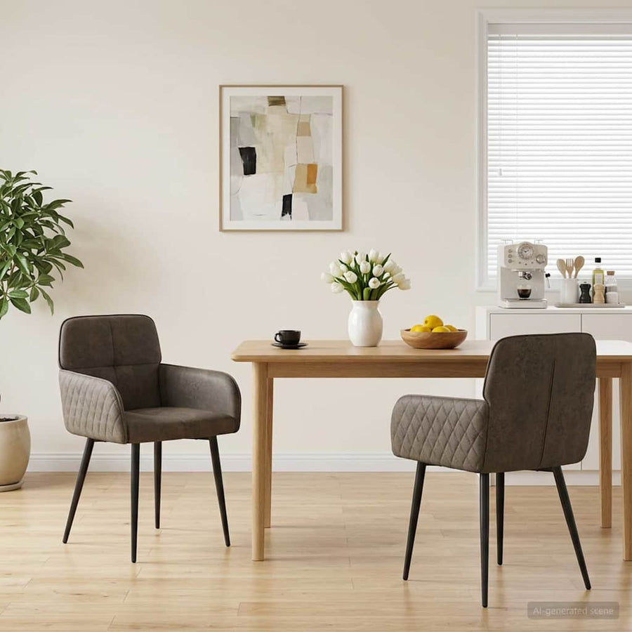 Eettafelstoelen 2 pcs Nep Suede Leer Donkergrijs 59x56,5x85cm
