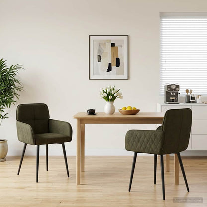 Eettafelstoelen 2 pcs Nep Suede Leer Legergroen 59x56,5x85cm