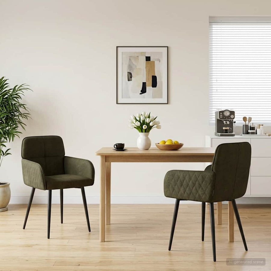 Eettafelstoelen 2 pcs Nep Suede Leer Legergroen 59x56,5x85cm