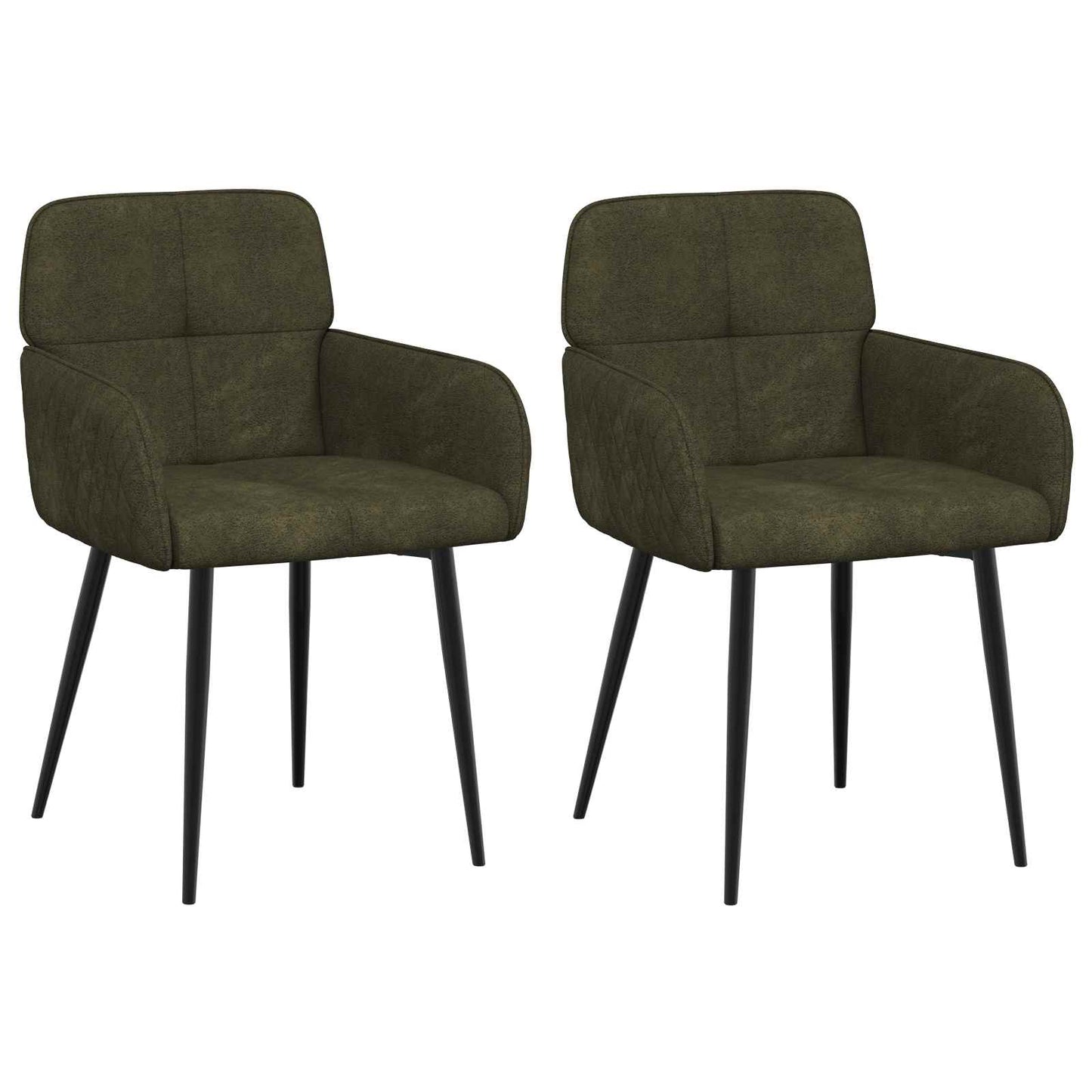Eettafelstoelen 2 pcs Nep Suede Leer Legergroen 59x56,5x85cm